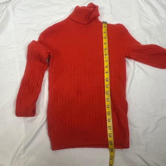 J.crew Women Turtle Neck Cable Knit Sweater Sz XS Cashmere Wool Fitted Y2K Red - Picture 8 of 10
